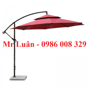 Ô dù ngoài trời 3m lệch tâm vuông màu đỏ khung thép