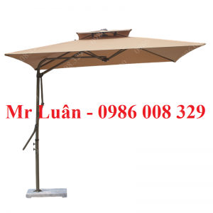 Ô dù ngoài trời 2.5m lệch tâm vuông màu kaki khung thép