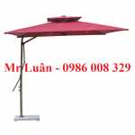 Ô dù ngoài trời 2.5m lệch tâm vuông màu đỏ khung thép