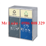 Thùng rác inox 2 ngăn cửa đẩy