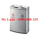 Thùng rác inox 2 ngăn bỏ rác trực tiếp