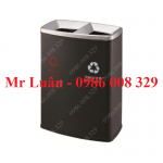 Thùng rác sơn đen 2 ngăn bỏ rác trực tiếp