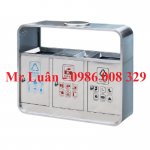 Thùng rác inox 3 ngăn có gạt tàn GT01