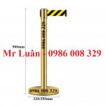 Cột chắn inox vàng dây căng sọc vàng đen