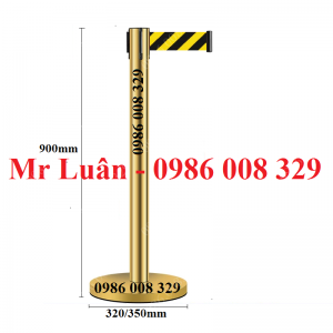 Cột chắn inox vàng dây căng sọc vàng đen