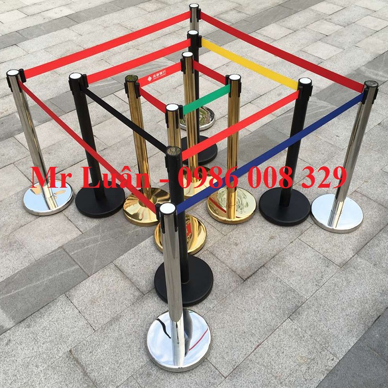 Cột chắn inox dây kéo căng đỏ vàng đen xanh dài 2m 3m 5m giá rẻ nhất