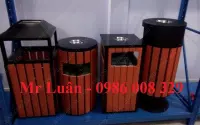 Thùng rác gỗ ngoài trời hình tròn hình vuông có khay gạt tàn - Mua thùng rác gỗ ngoài trời ở đâu giá rẻ ?
